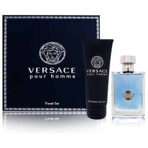 Pour Homme by Versace Gift Set for Men - 3.4oz EDT Spray and 3.4oz Shampoo